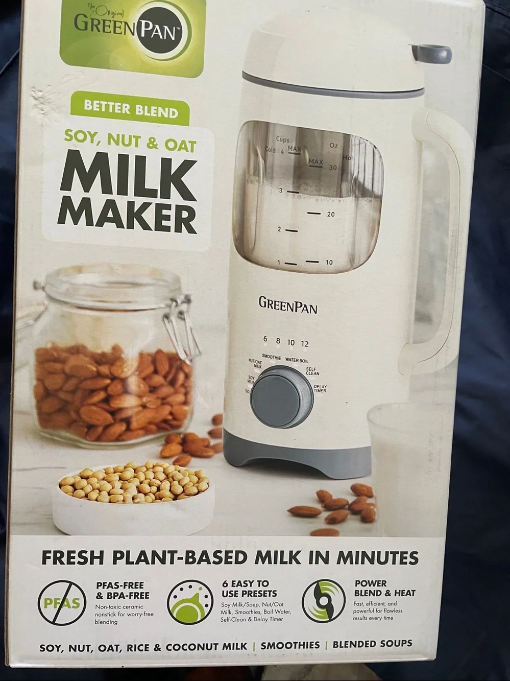 BNIB GreenPan Cream and Gray Electric Soup Maker with Accessories